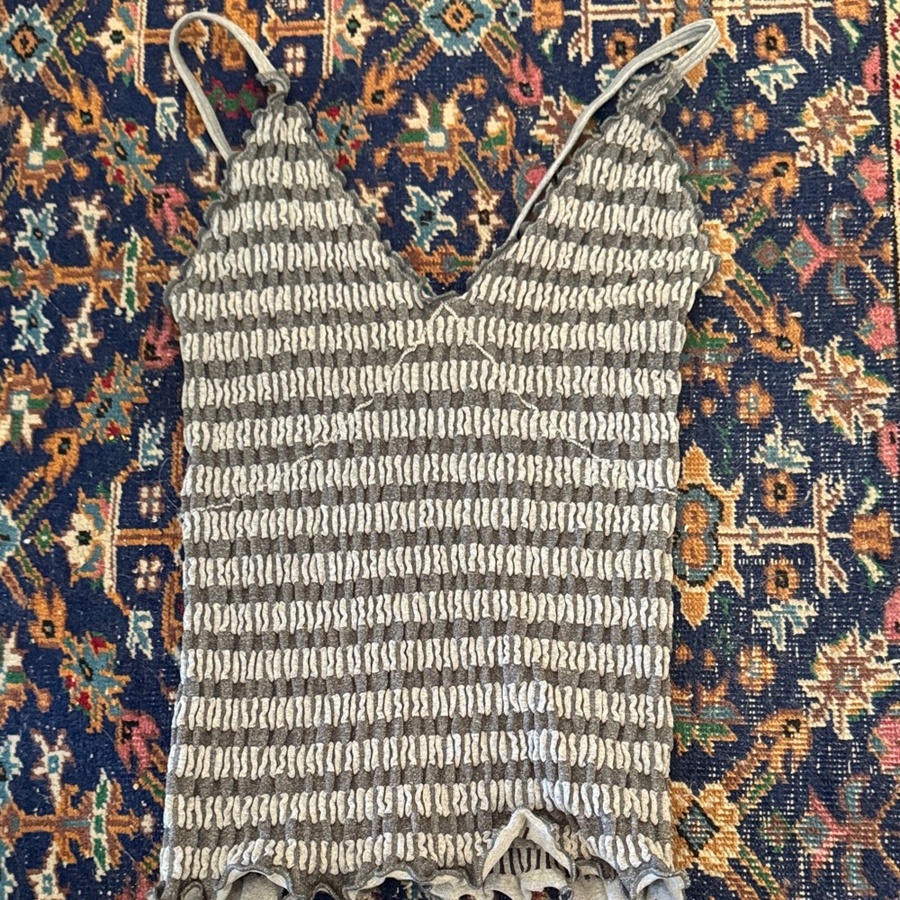 Free People Gray and Cream Knit Camisole